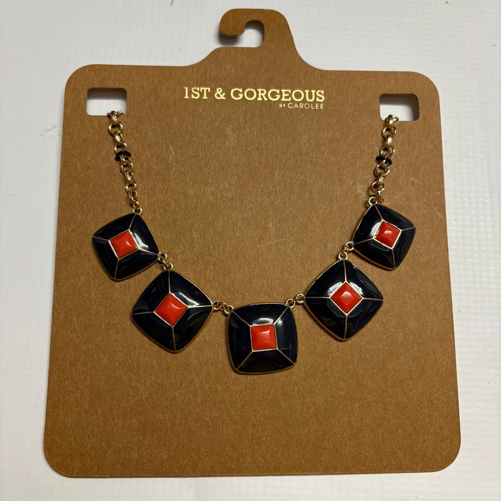 Wholesale Lot of 4 NEW 1st & Gorgeous by Carolee Navy & Red Statement Necklace
